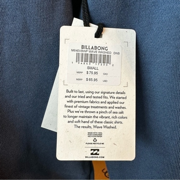Billabong Hoodie Wave Washed Sz Small - Picture 4 of 5